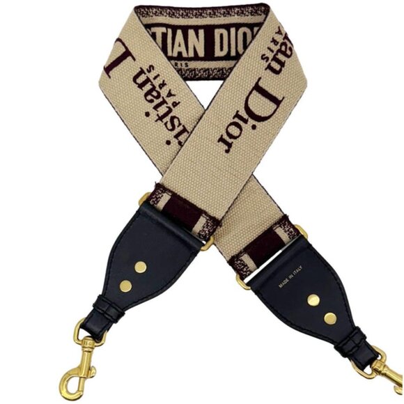 Christian Dior  Embroidered Canvas Shoulder Strap Burgundy - Picture 1 of 11